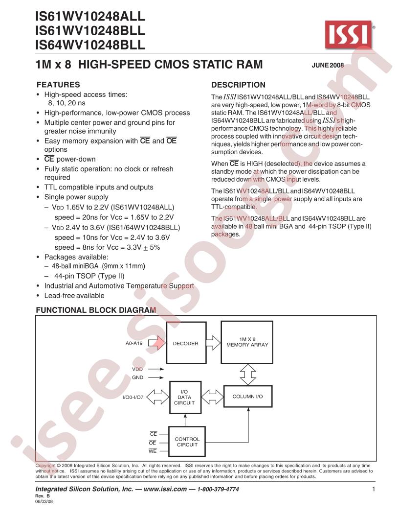 IS61WV10248ALL-20TI