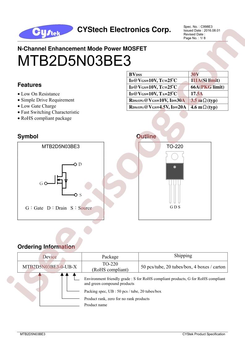 MTB2D5N03BE3-0-UB-X