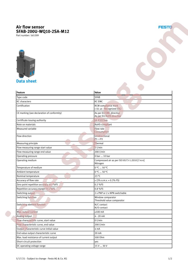 SFAB-200U-WQ10-2SA-M12