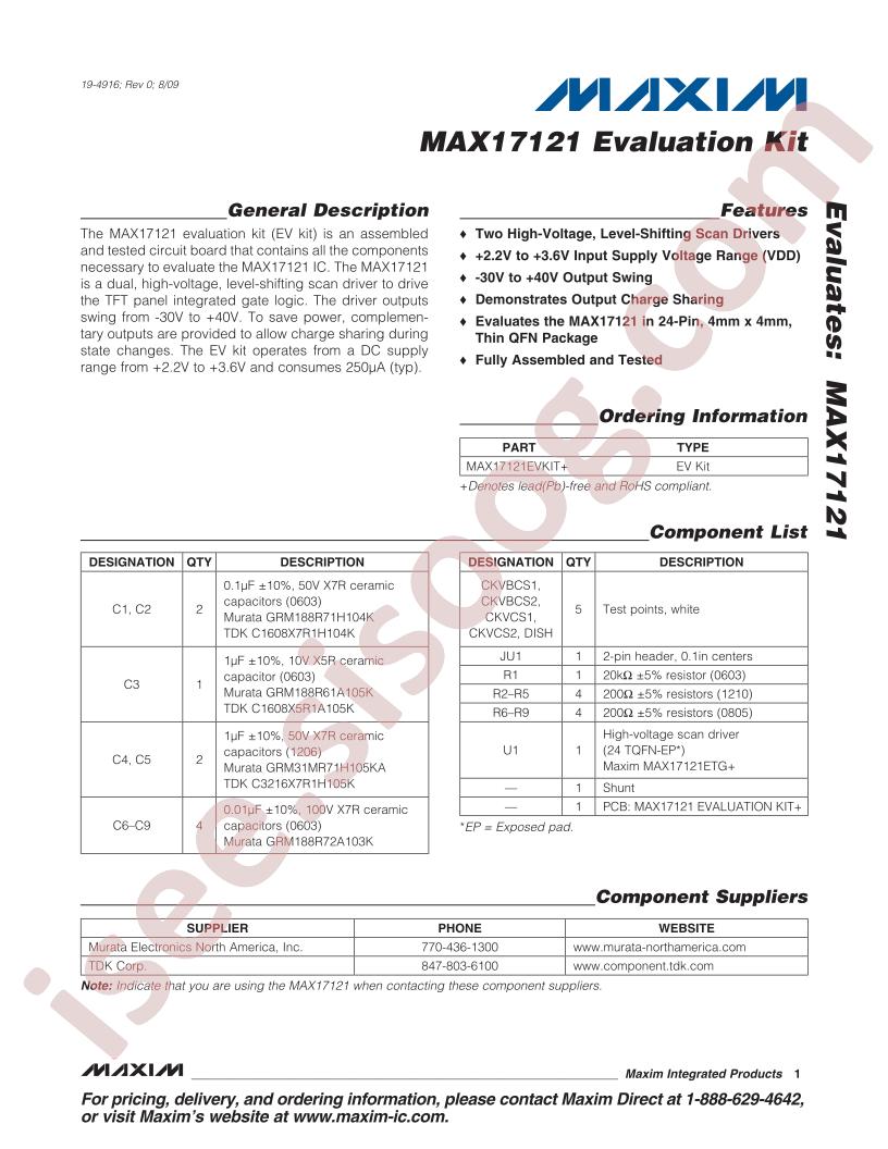 MAX17121EVKIT