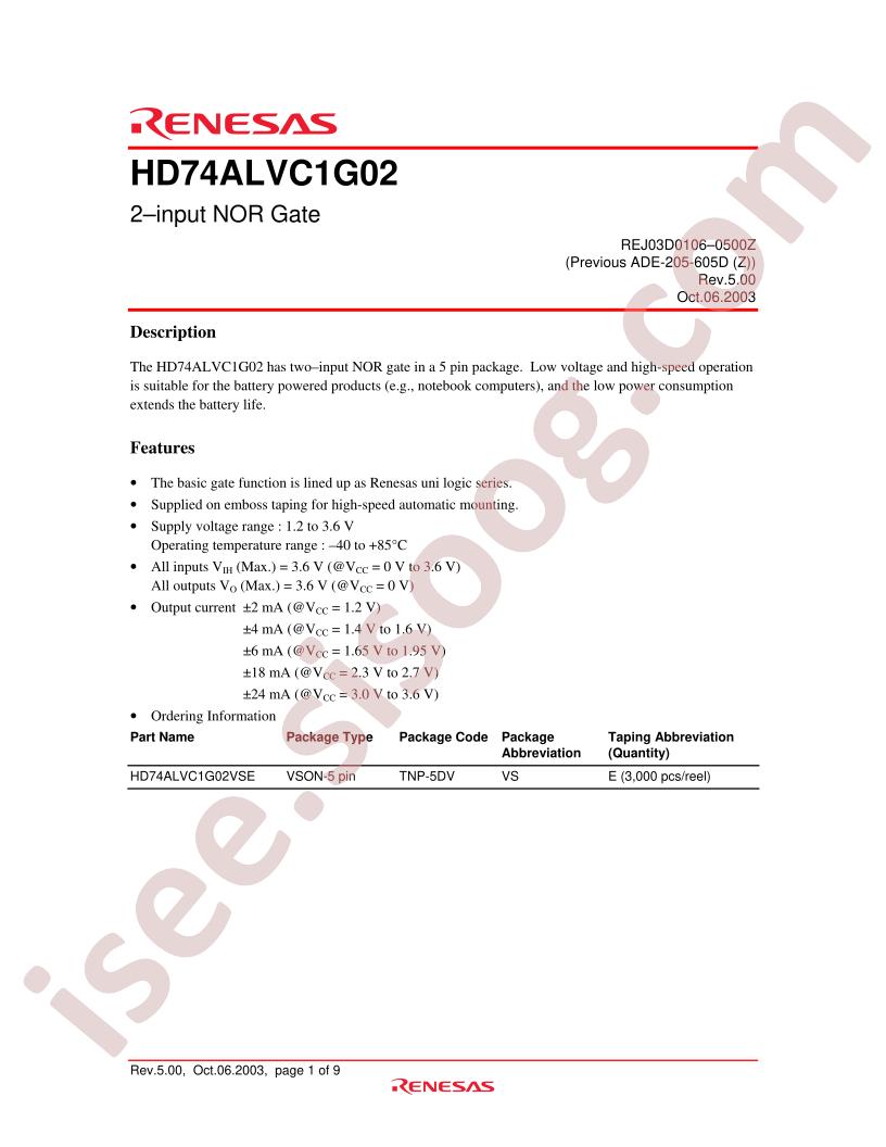 HD74ALVC1G02