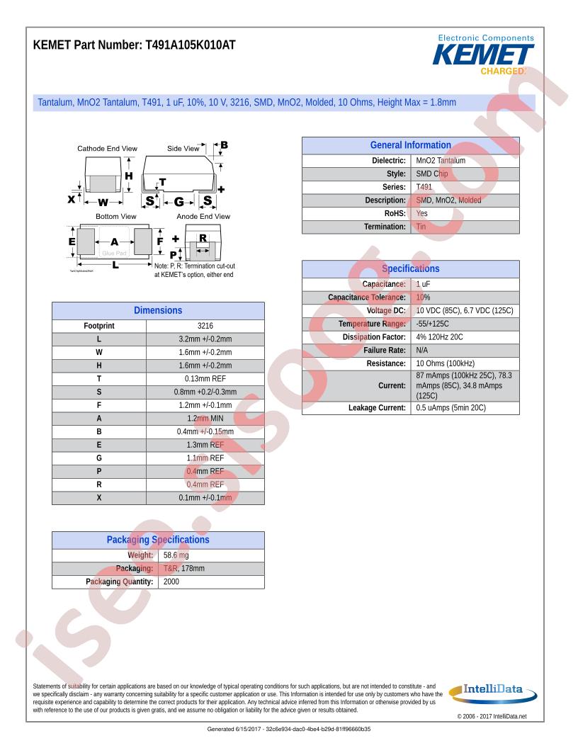 T491A105K010AT