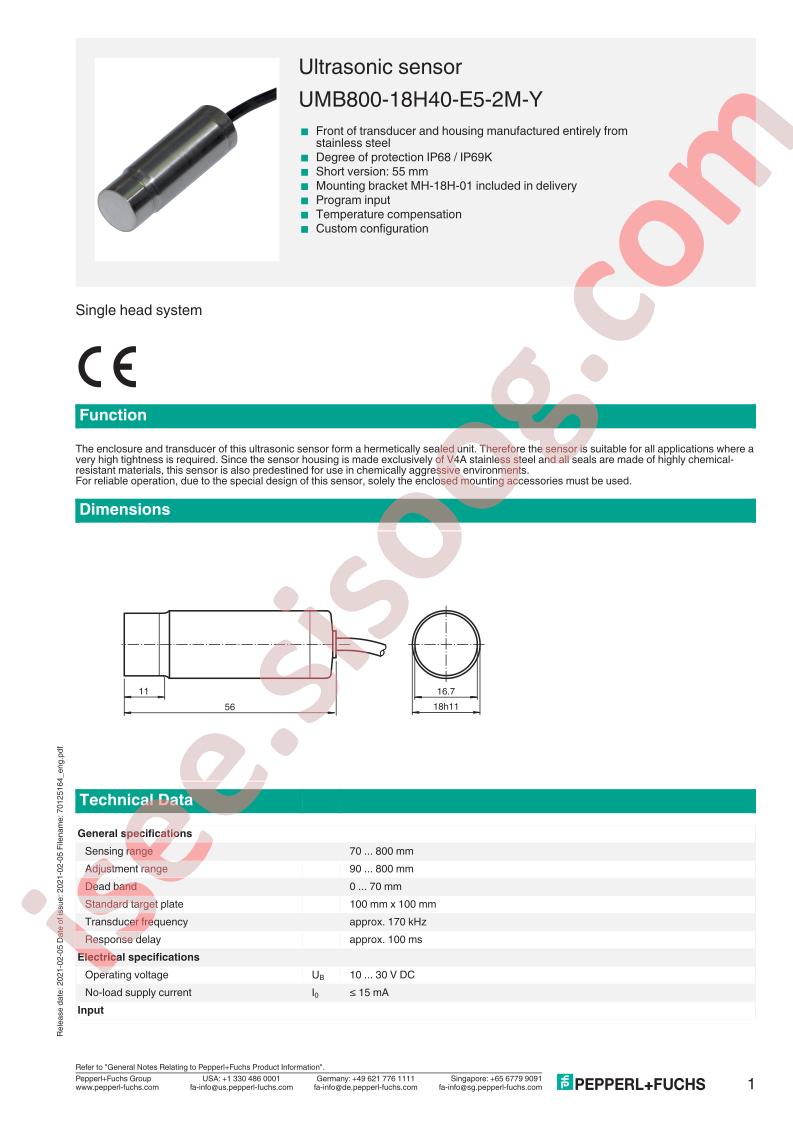 UMB800-18H40-E5-2M-Y