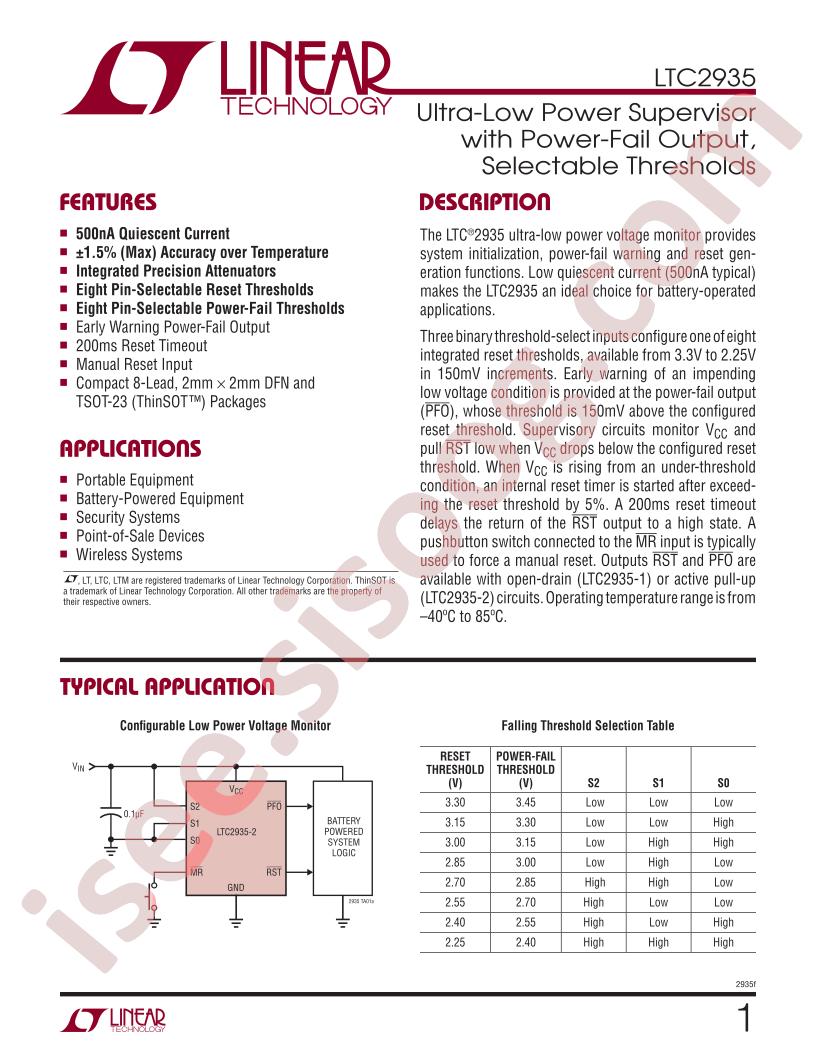 LTC2935CDC-1-TRPBF