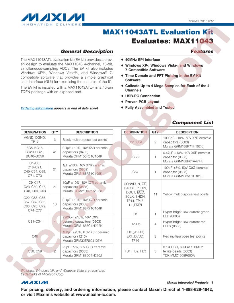 MAX11043ATLEVKIT
