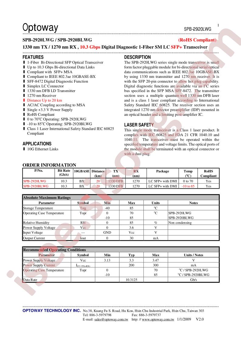 SPB-2920LWG