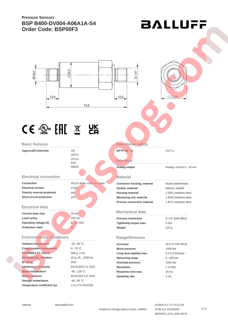 BSPB400-DV004-A06A1A-S4