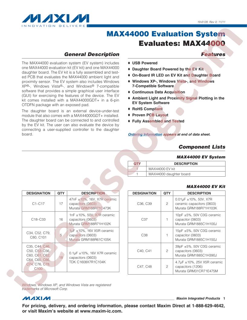 MAX44000EVSYS