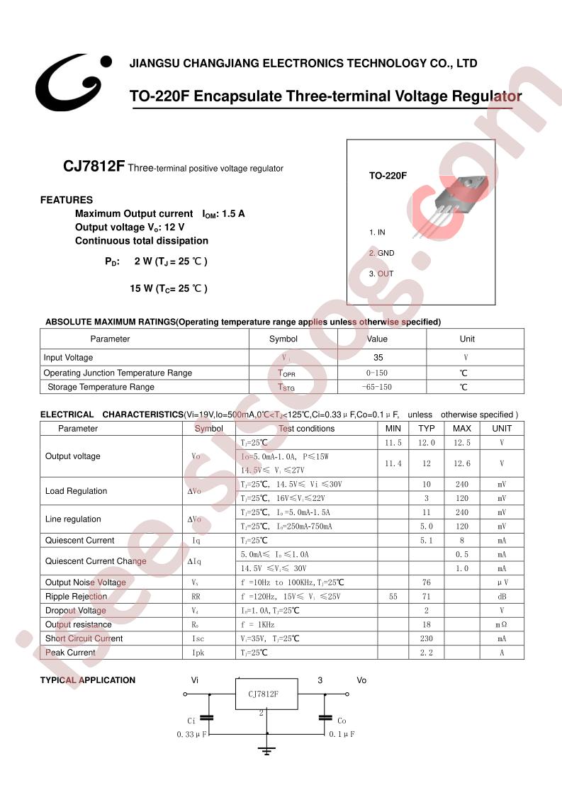 CJ7812F-TO-220F