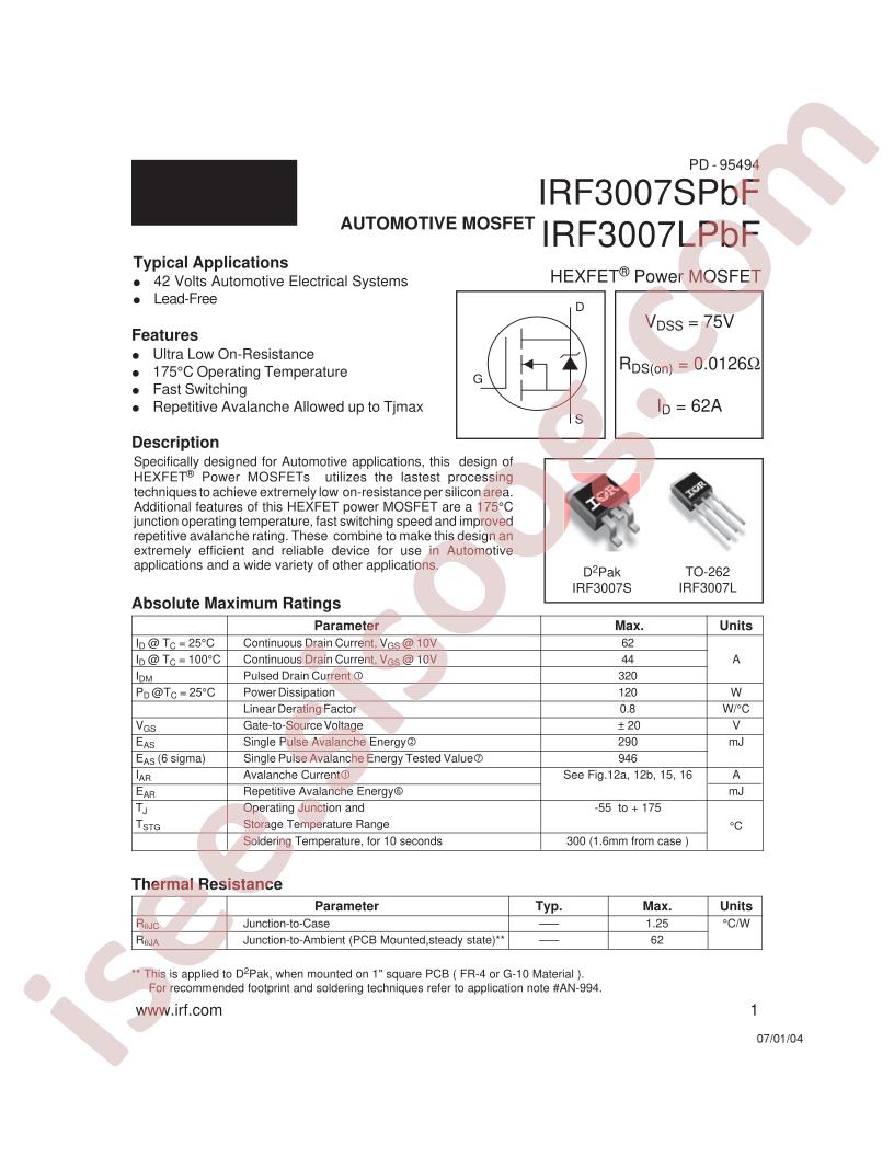 IRF3007LPBF