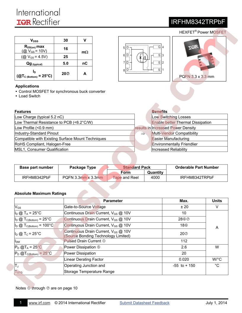 IRFHM8342PBF