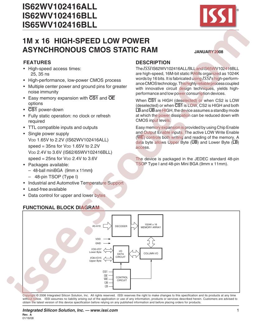 IS62WV102416ALL-35TI