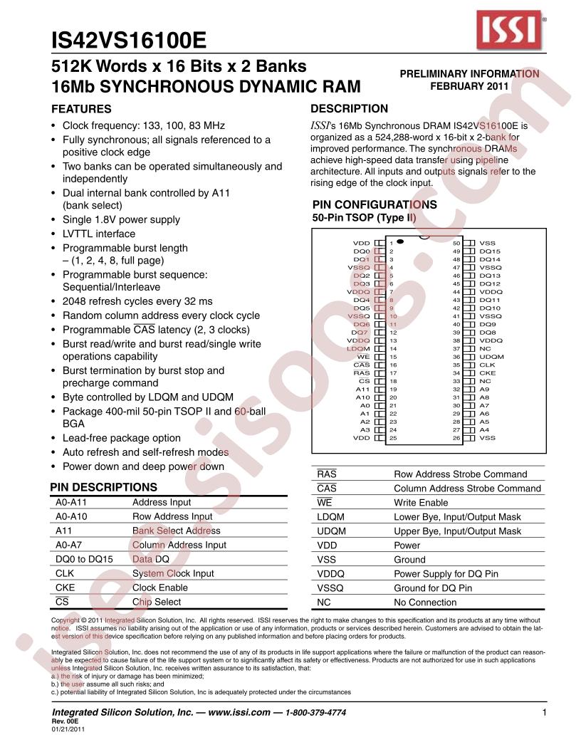 IS42VS16100E