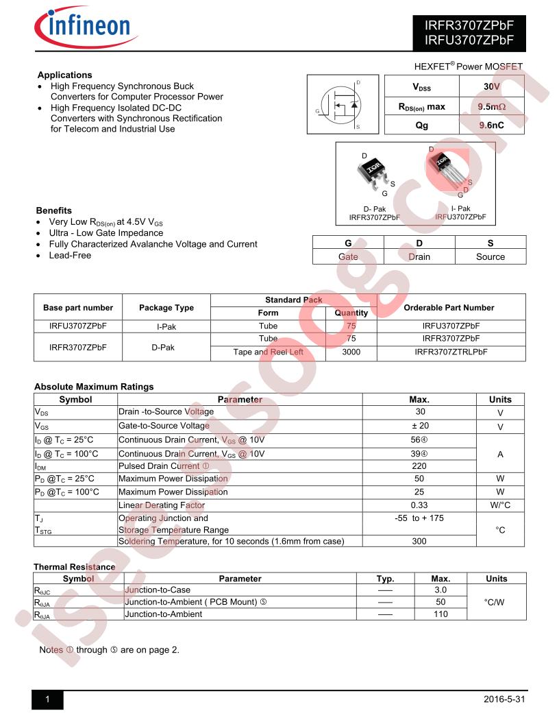 IRFU3707ZPbF