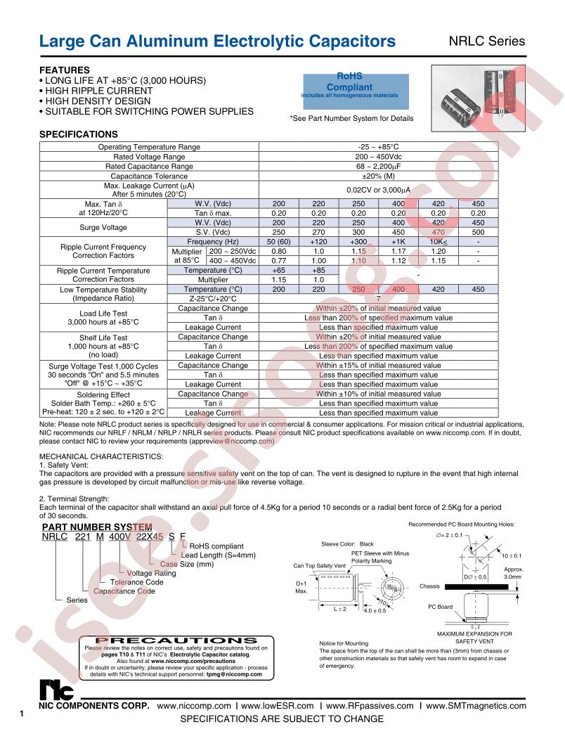 NRLC101M420V25X25SF