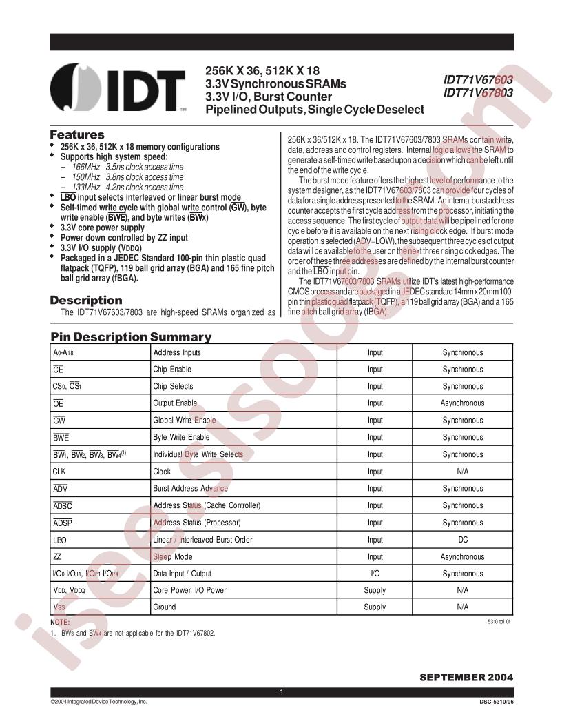 IDT71V67603S133BGGI