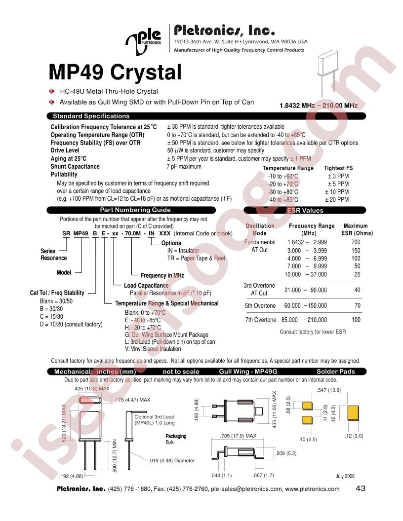 SRMP49BH-16-70.0M-IN