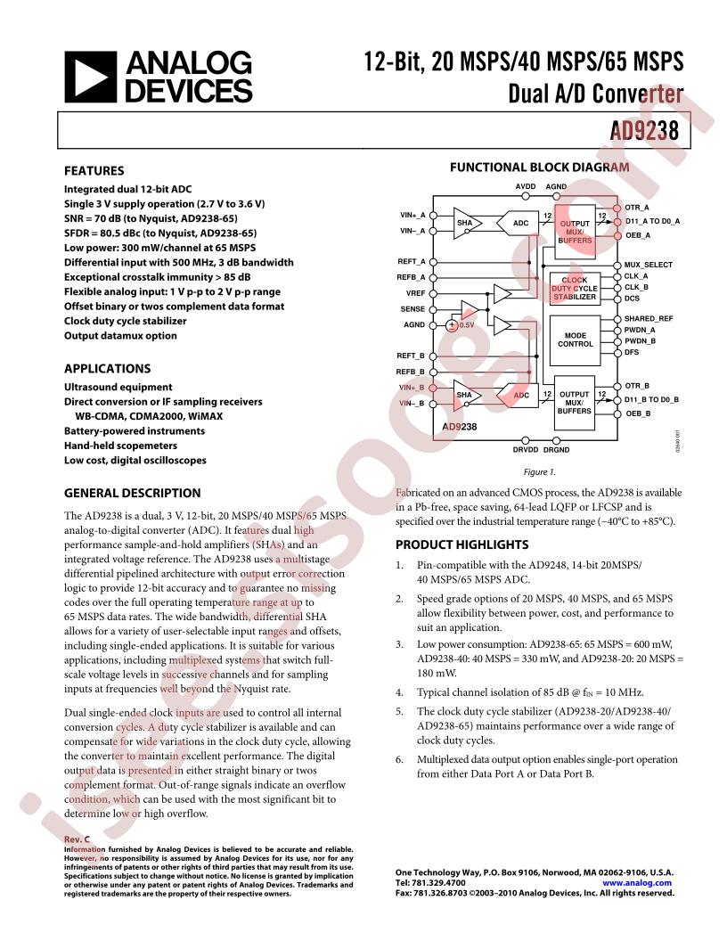 AD9238BCP-65EBZ