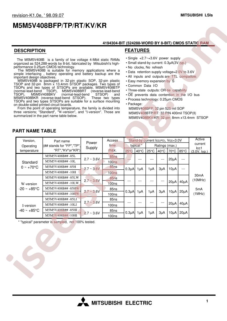 M5M5V408BFP-85L