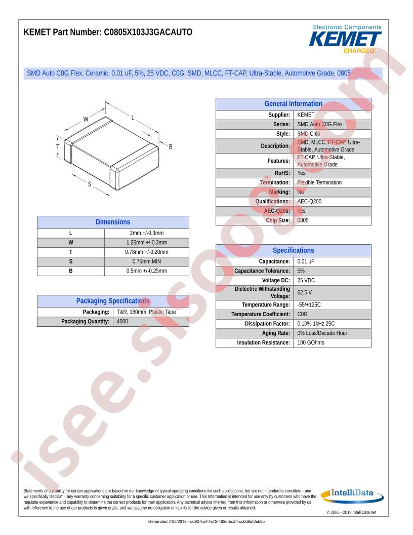 C0805X103J3GACAUTO