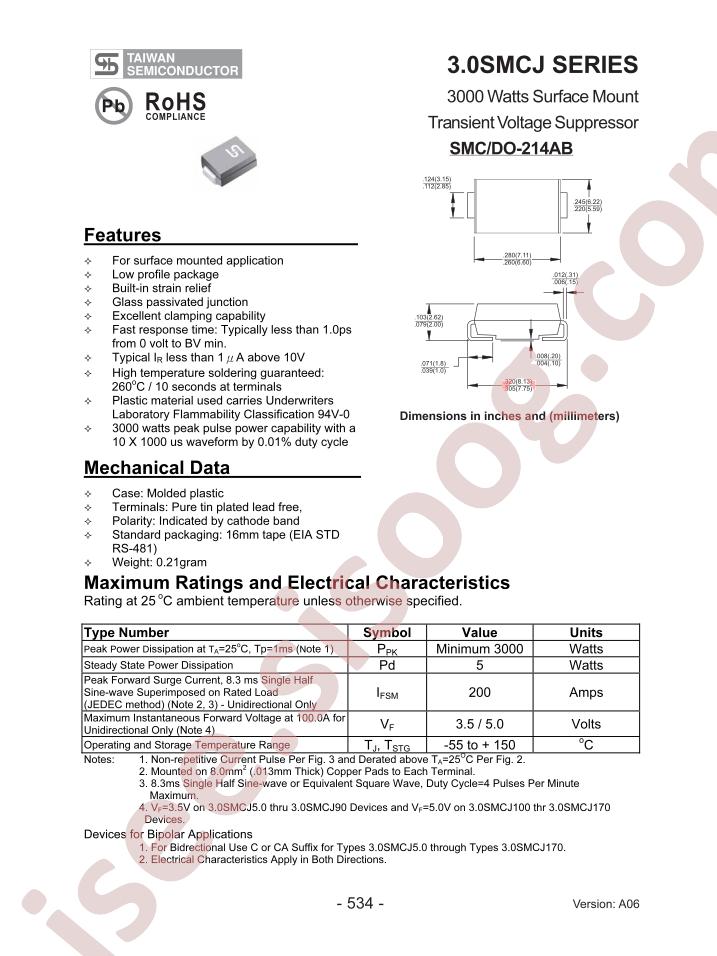 3.0SMCJ5.0A