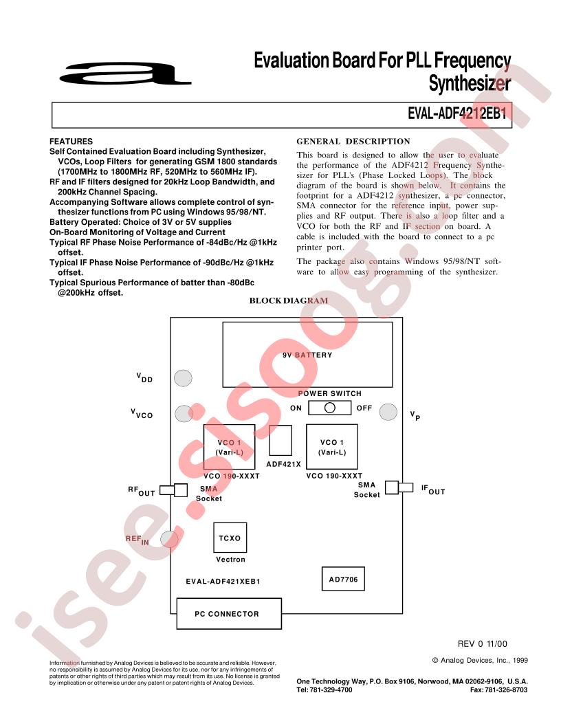 EVAL-ADF4212EB1