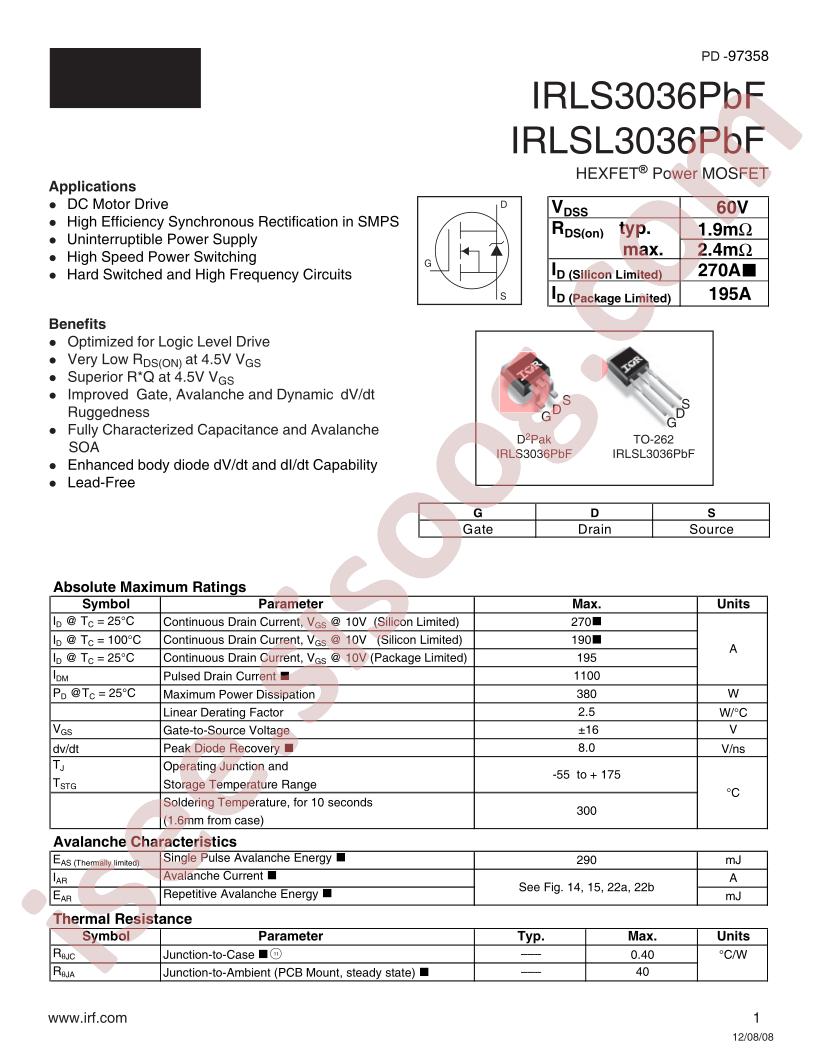 IRLS3036PBF