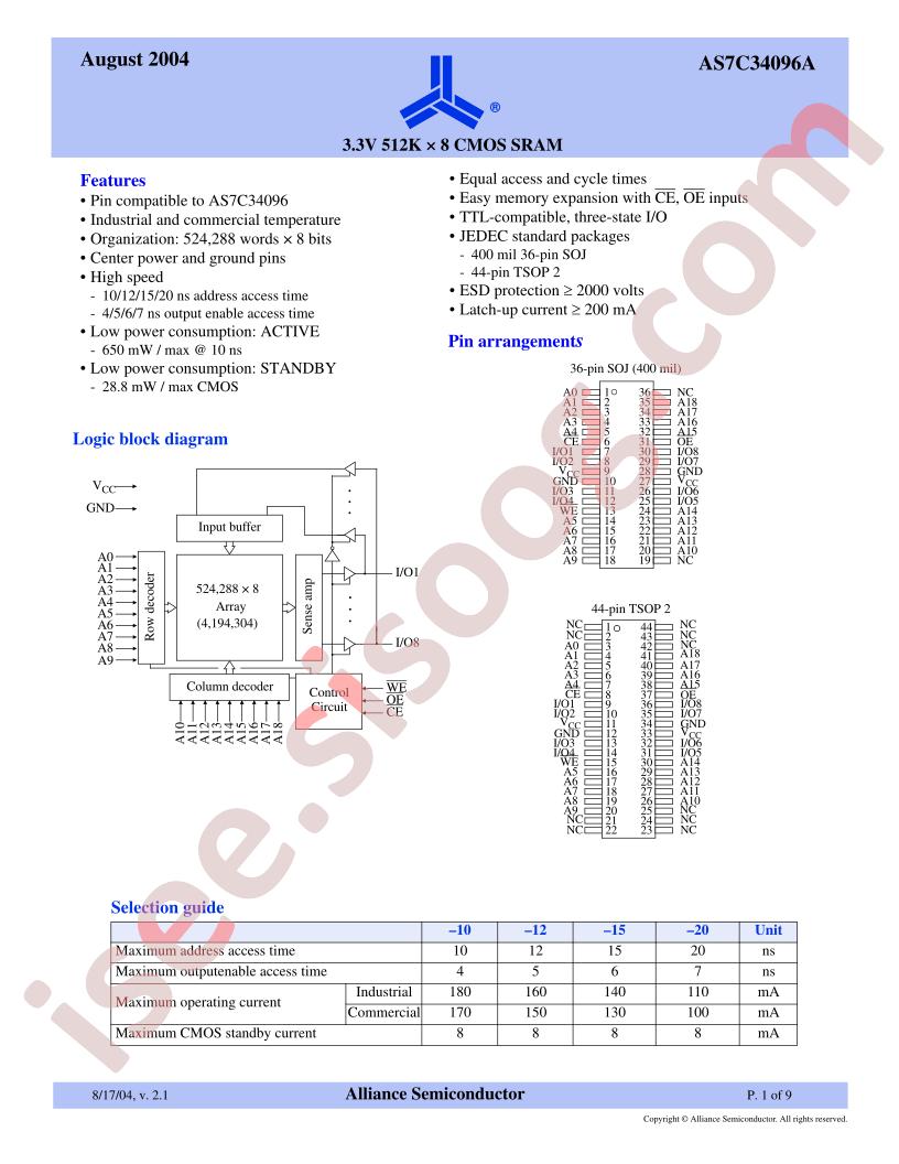 AS7C34096A-10JCN