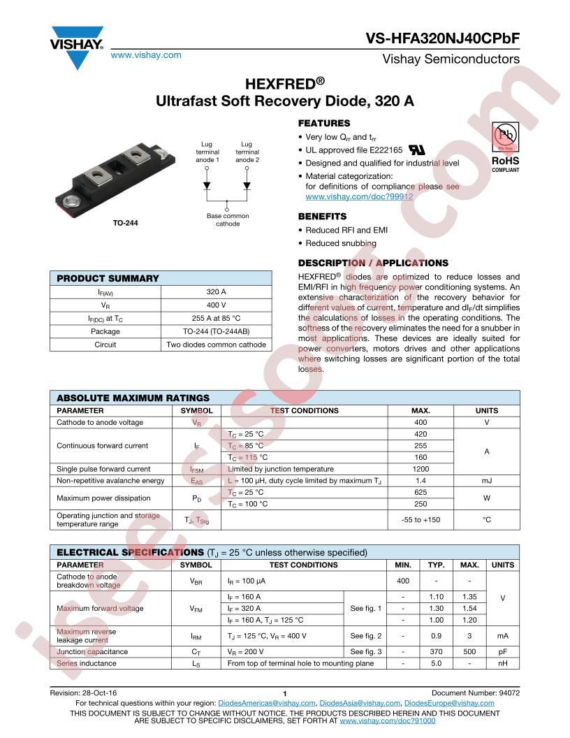 VS-HFA320NJ40CPBF