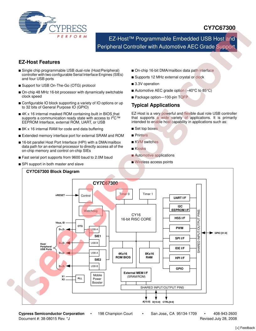 CY7C67300-100AXA