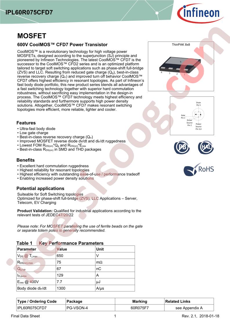 IPL60R075CFD7