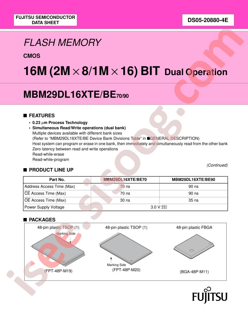 MBM29DL16XTE70