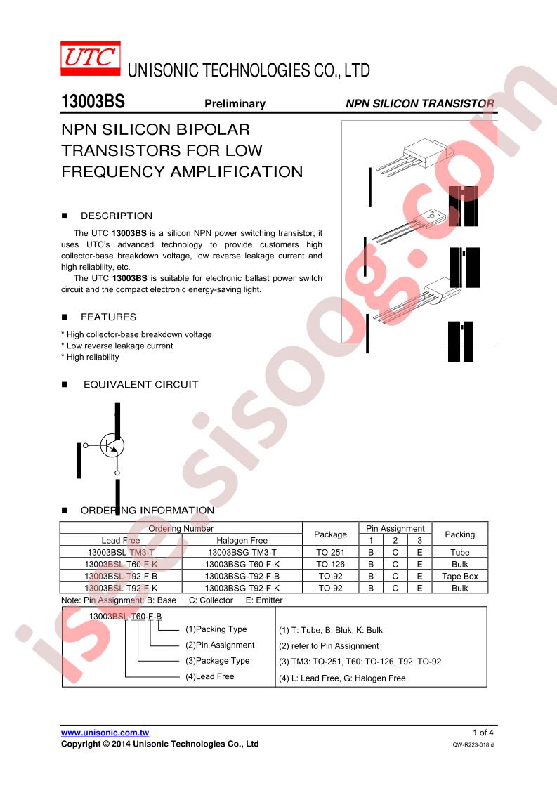 13003BSL-T60-F-K