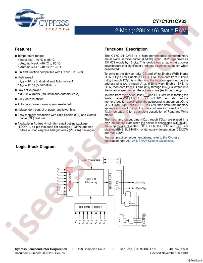 CY7C1011CV33