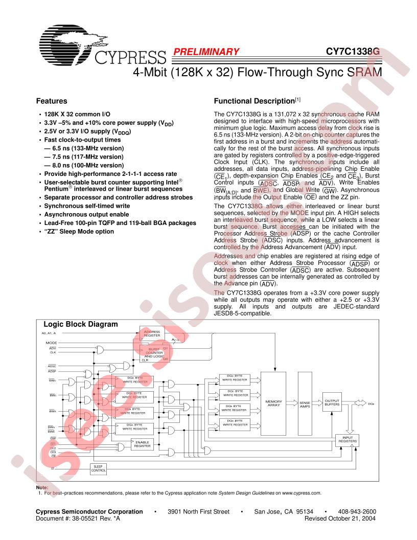 CY7C1338G-100BGC