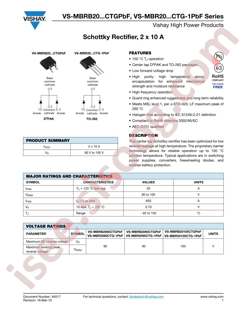 MBRB20100CTG-1TRPBF