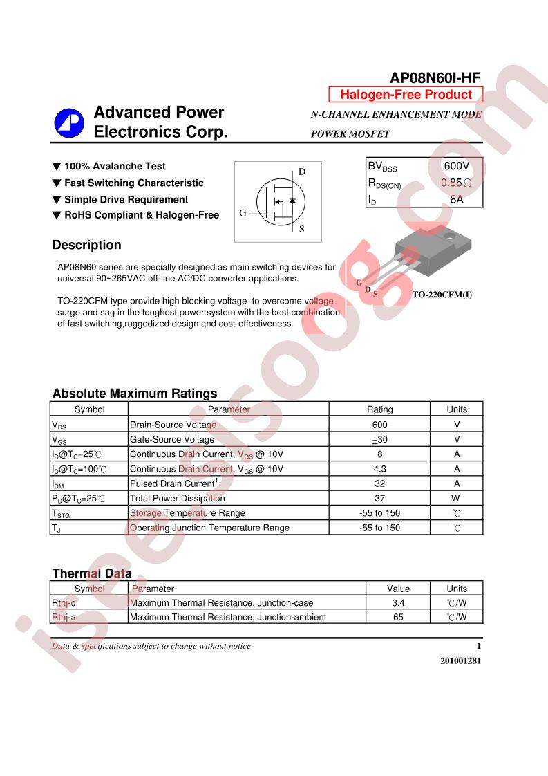 AP08N60I-HF