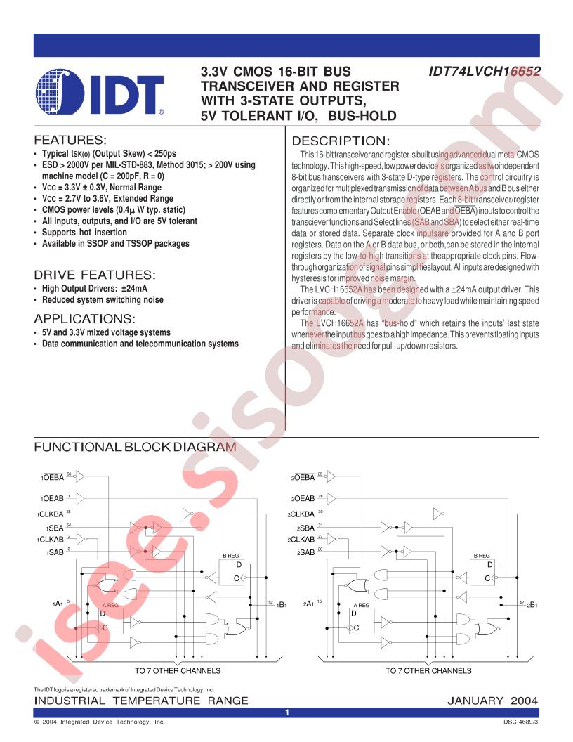 IDT74LVCH16652