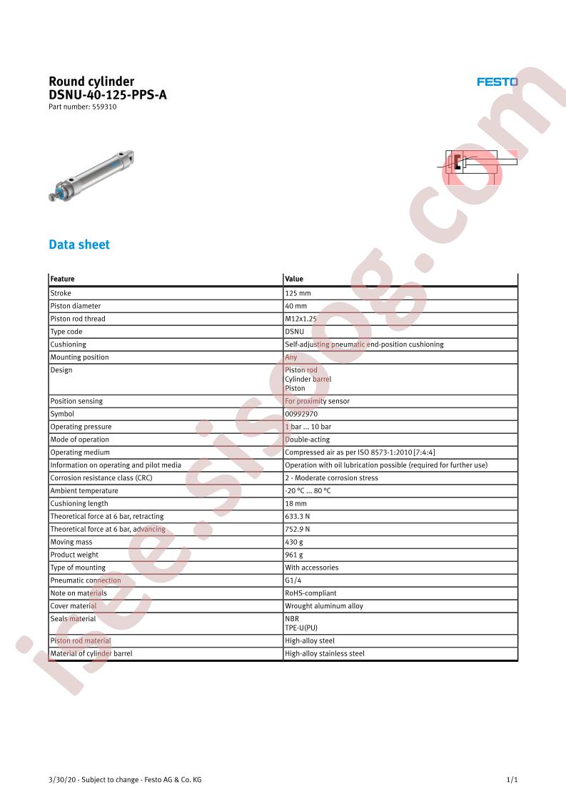 DSNU-40-125-PPS-A