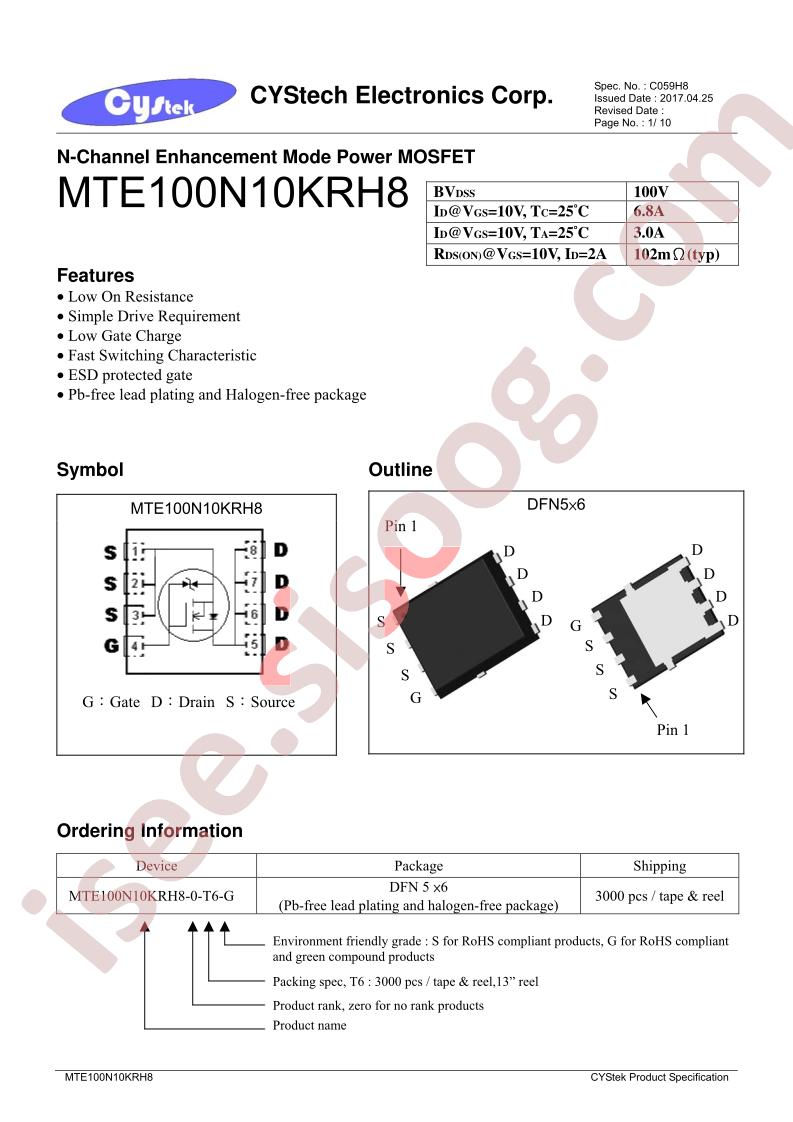 MTE100N10KRH8-0-T6-G