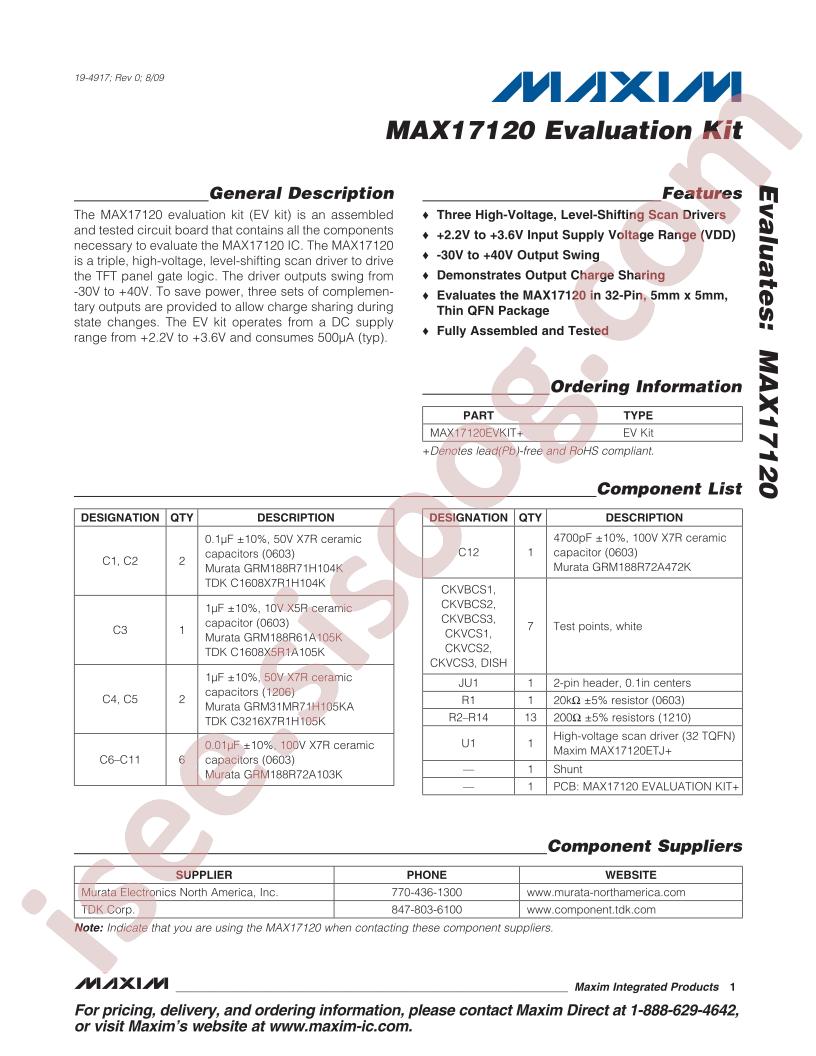 MAX17120EVKIT