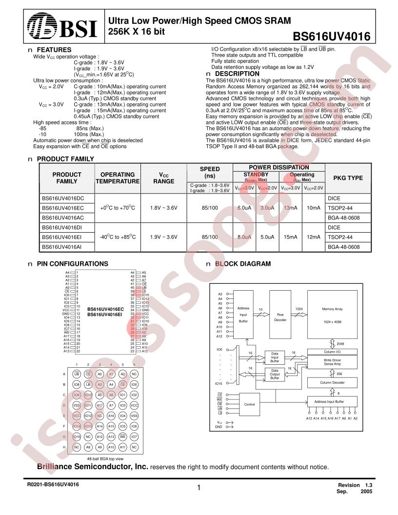 BS616UV4016DIP85