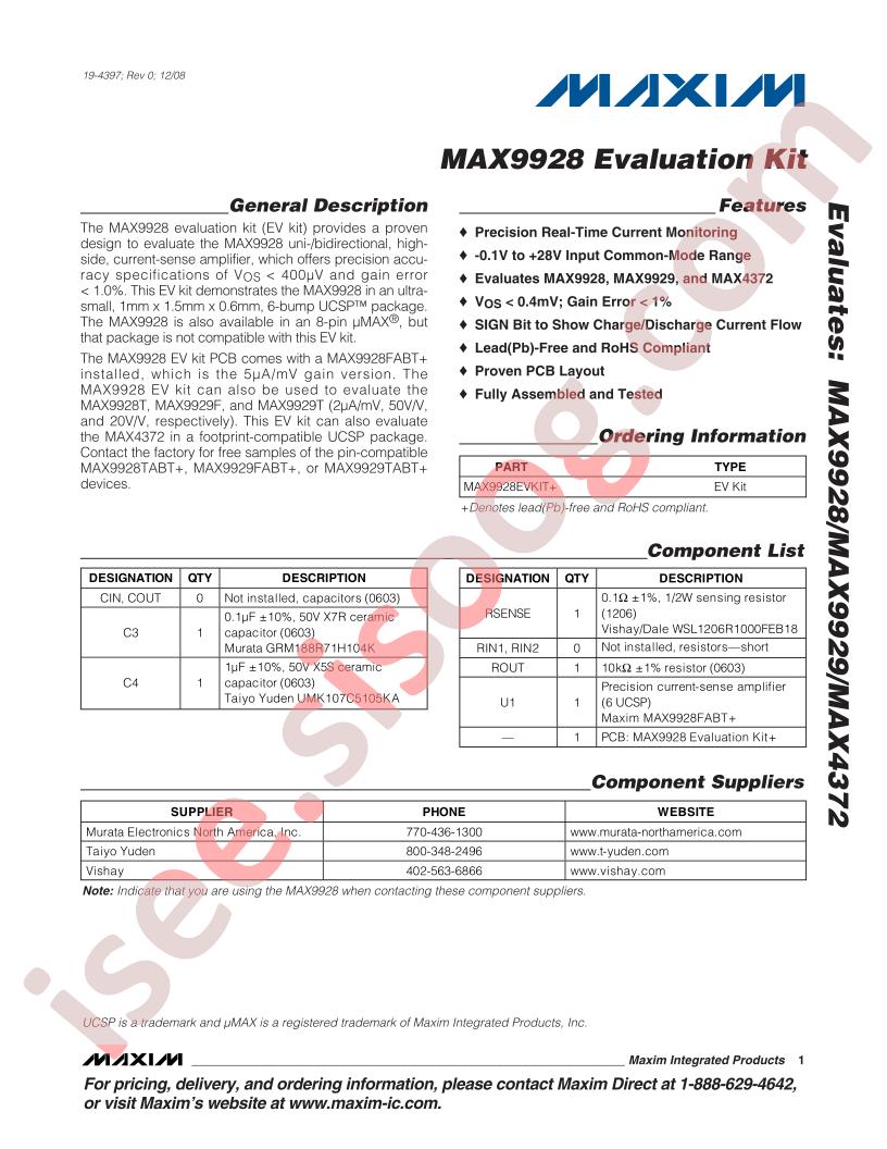 MAX9928EVKIT+