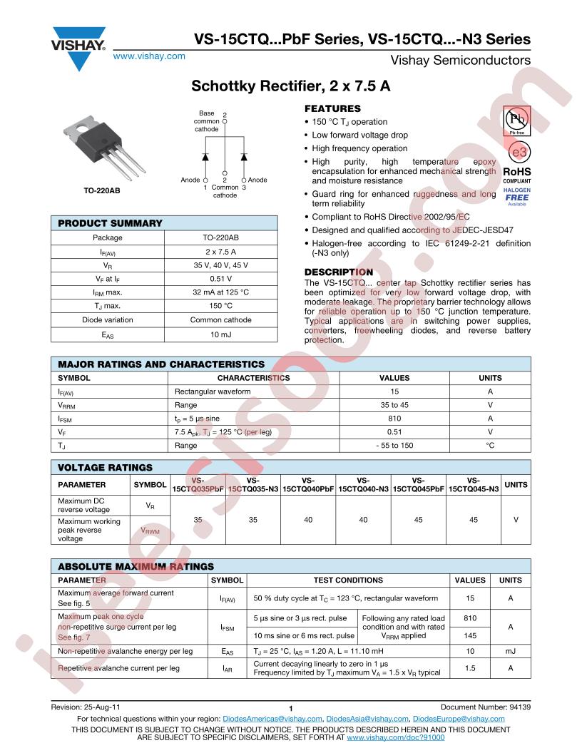 VS-15CTQ040PbF