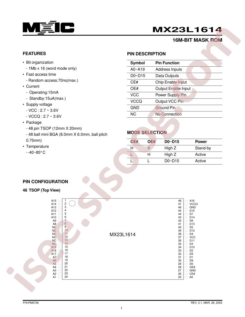 MX23L1614XI-10