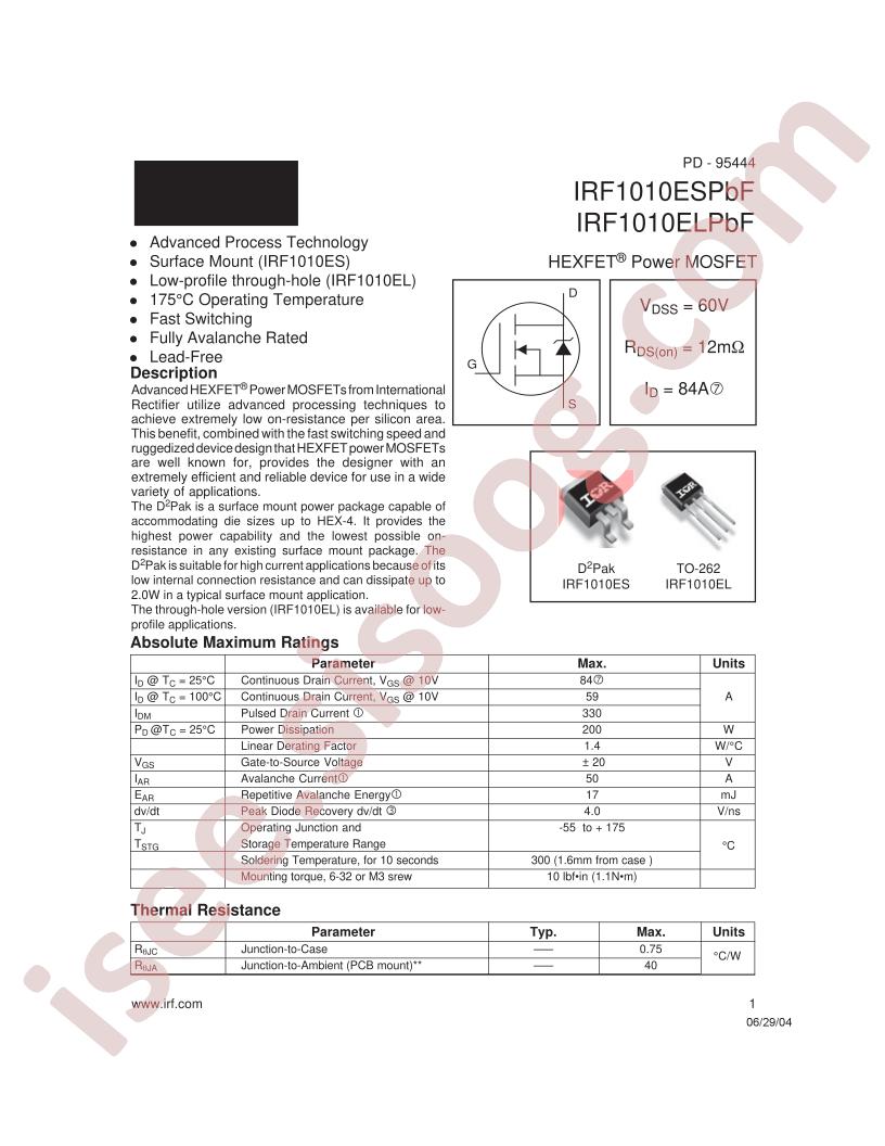 IRF1010ESPBF