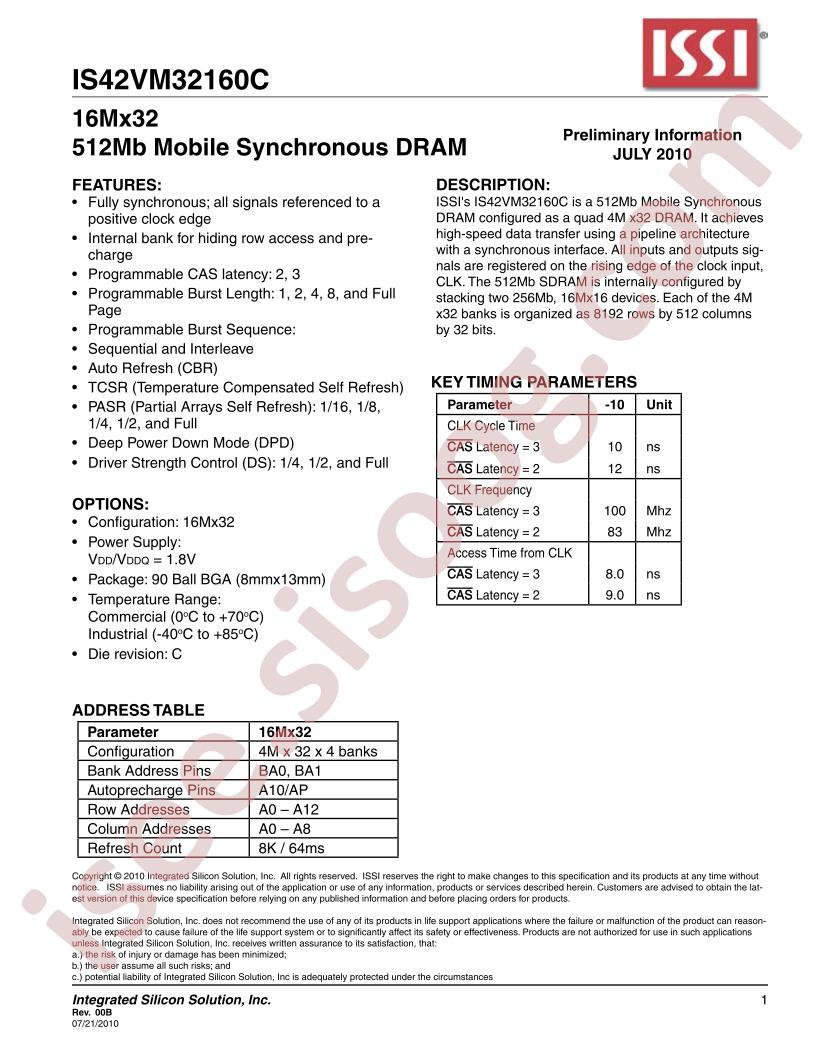 IS42VM32160C-10BI