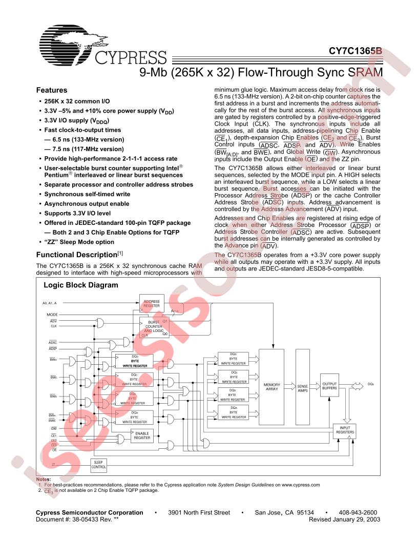 CY7C1365B