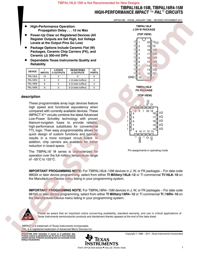 TIBPAL16R8-15MWB