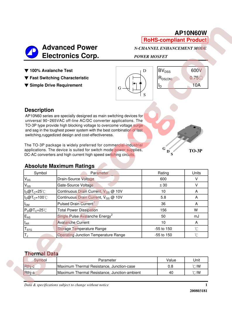 AP10N60W